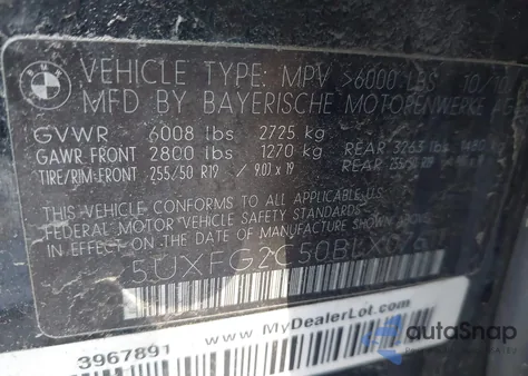 2011 BMW X6 xDrive35I from USA, damaged, VIN 5UXFG2C50BLX07611
